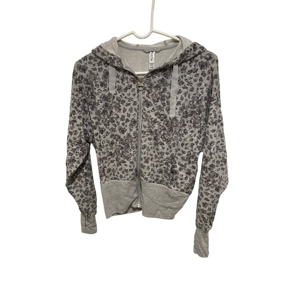 Athleta grey leopard print zip up size XXS